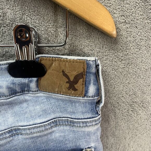 American Eagle Denim Jeans Women 8 Blue Light Wash Skinny Mid Rise Super Stretch - Picture 5 of 10